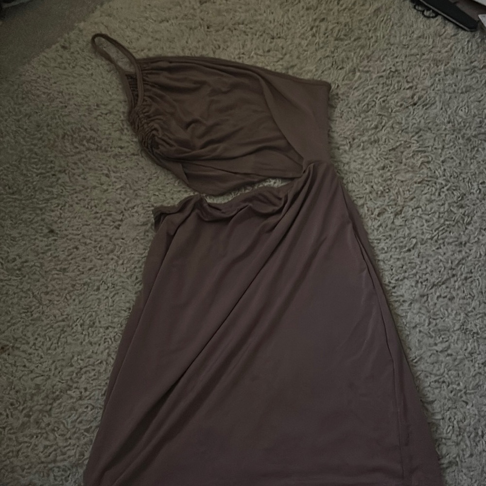 Tan dress with cut outs